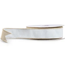 Raz Imports Raz 1.5" Pale Blue with Gold Trim Wired Christmas Ribbon R4427750 Discount