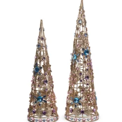 Raz Imports Raz 18" Pastel Mix Brooch Jeweled Cone Christmas Tree Figures 4513509