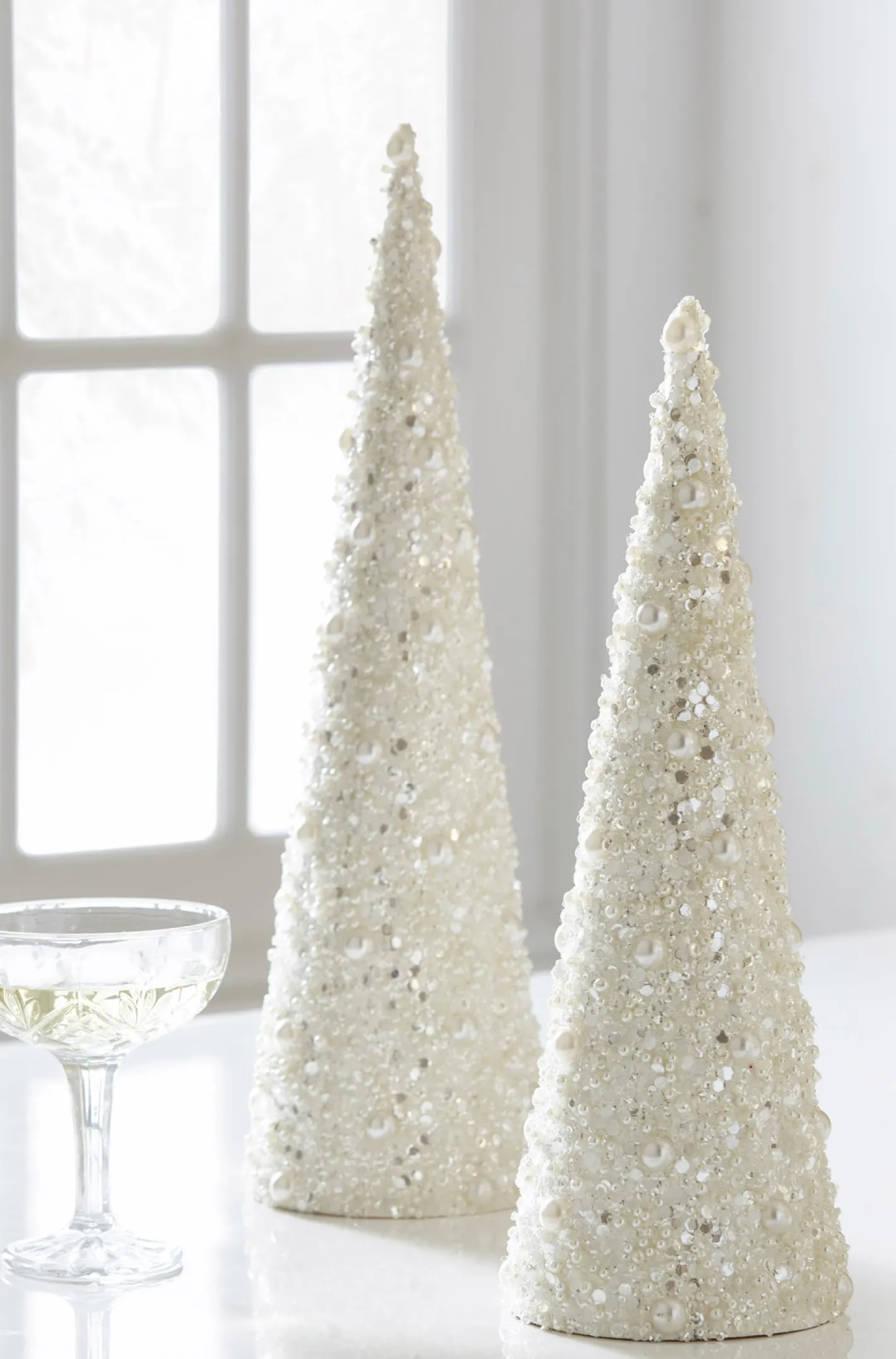 Raz Imports Raz 17" Pearl Cone Tree Christmas Decoration Set of 2 4406674 Discount