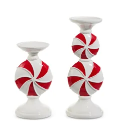 Raz Imports Raz 11" Peppermint Christmas Candle Holders Set of 2 4512234 Outlet
