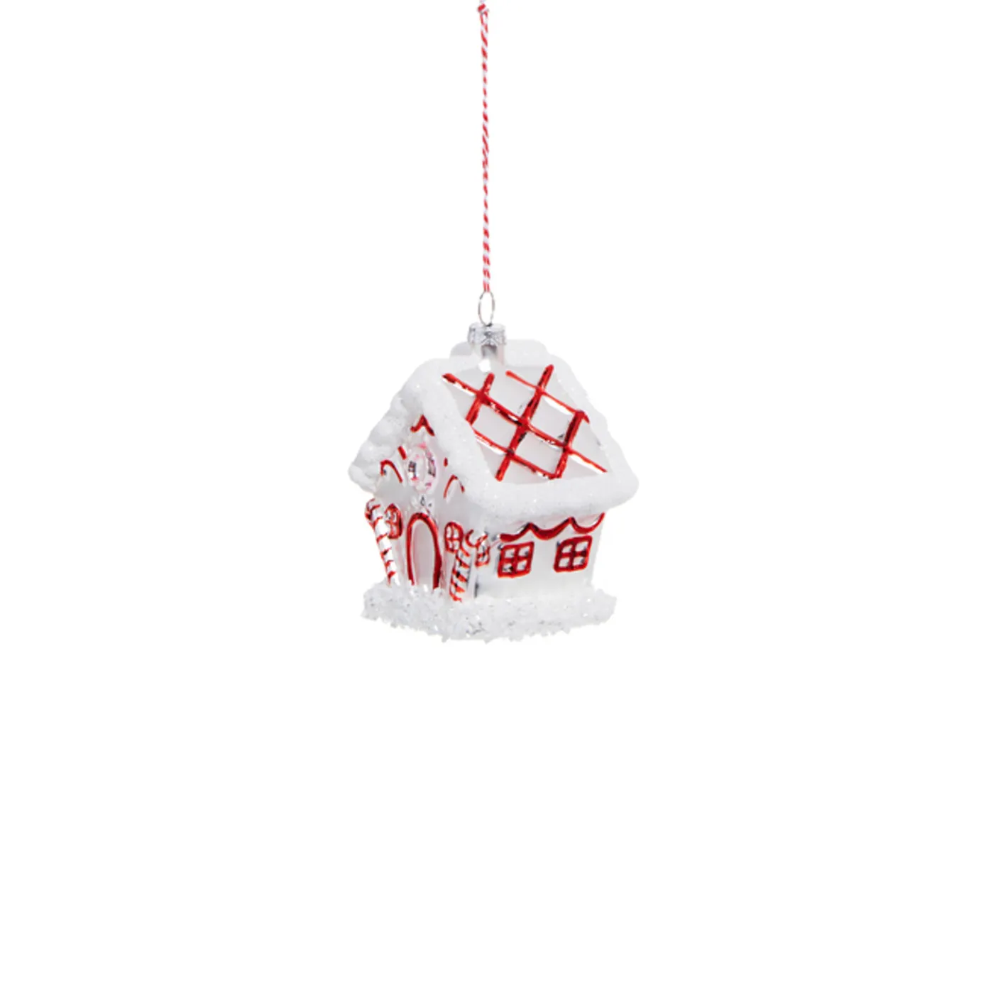 Raz Imports Raz 3.5" Peppermint Gingerbread House Glass Christmas Ornament 4324507 Clearance