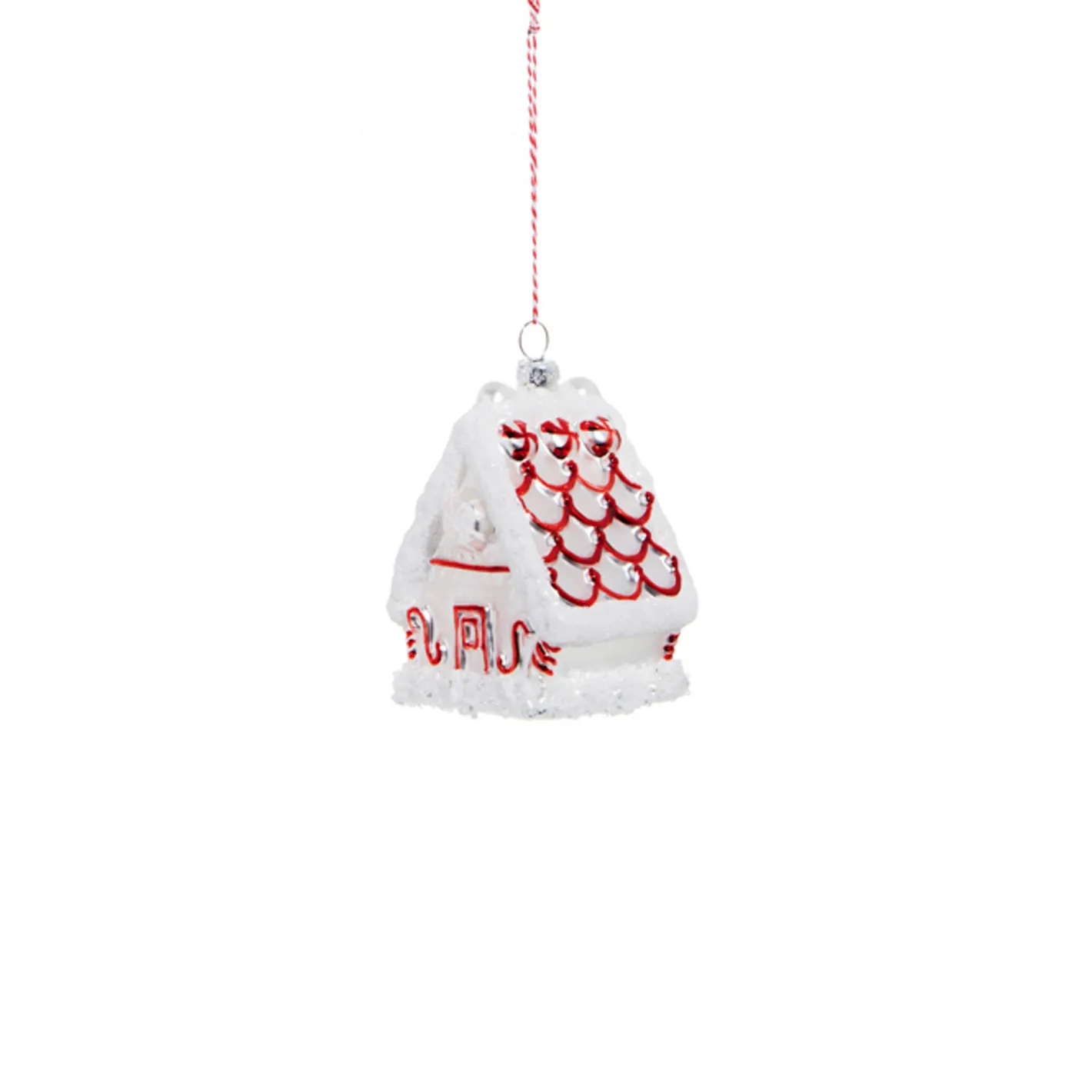 Raz Imports Raz 3.5" Peppermint Gingerbread House Glass Christmas Ornament 4324507 Clearance