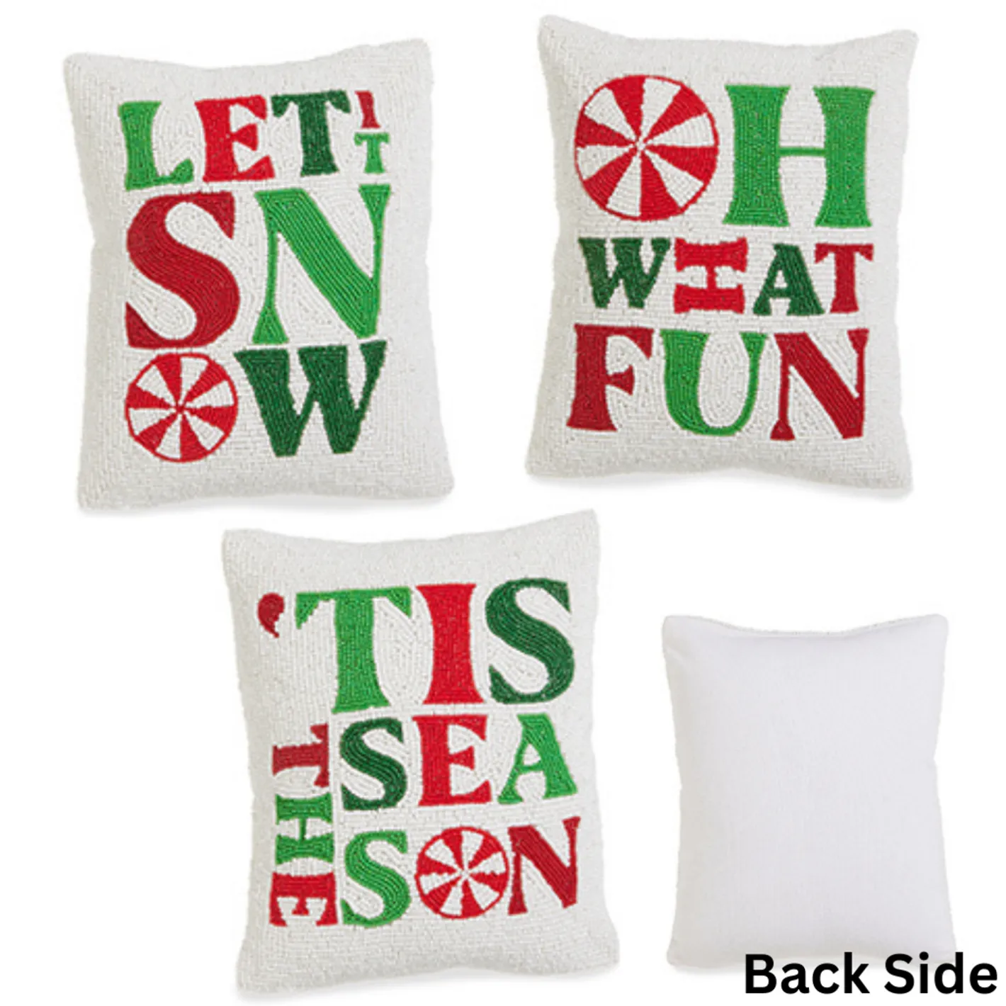 Raz Imports Raz 10" Peppermint Merrymaking Beaded Christmas Pillow 4556028 Discount