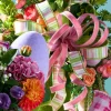 Raz Imports Raz 2.5" Pink and Green Striped Wired Easter Ribbon R4527733