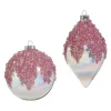 Raz Imports Raz 4" Pink Beaded Iridescent Glass Christmas Ornament 4422913 Discount