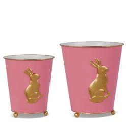 Raz Imports Raz 9" Pink Cache Pots with Gold Bunnies Easter Decor Set of 2 4559064 Online