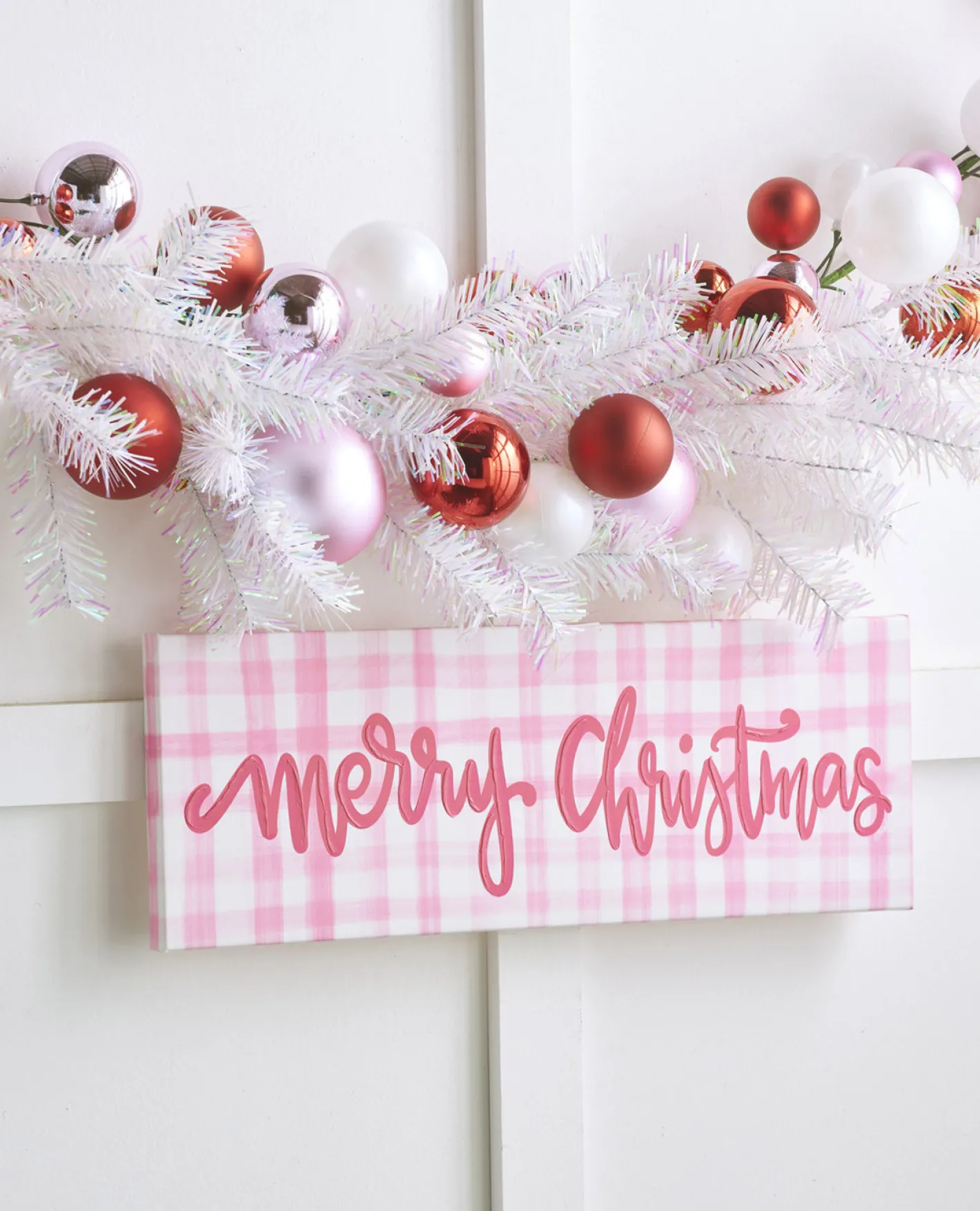 Raz Imports Raz 21.5" Pink Gingham Merry Christmas Christmas Sign 4457360