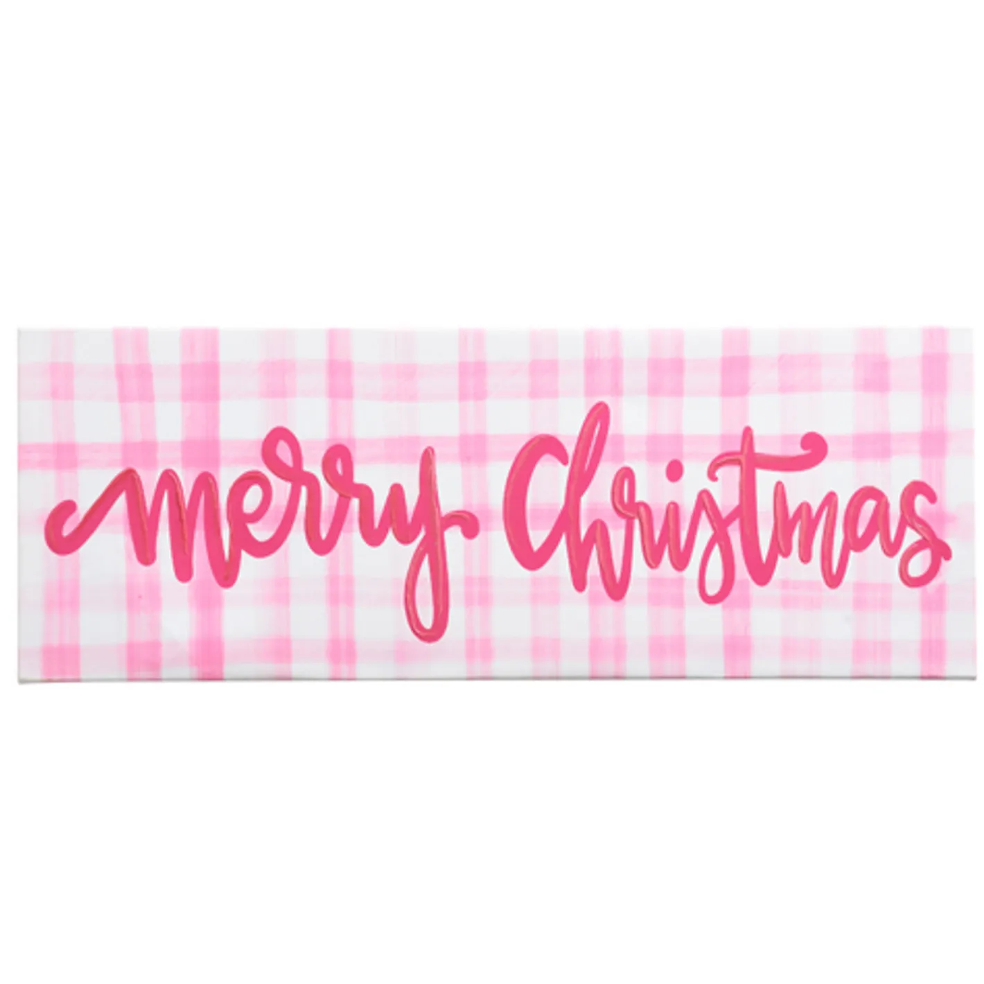 Raz Imports Raz 21.5" Pink Gingham Merry Christmas Christmas Sign 4457360