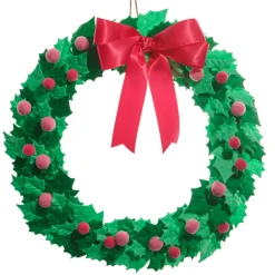 Raz Imports Raz 20" Pink Holly Felt Christmas Wreath W4516721 Sale