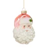 Raz Imports Raz 4" Pink Santa Head Glass Christmas Ornament 4552889 Hot