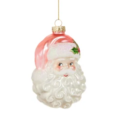 Raz Imports Raz 4" Pink Santa Head Glass Christmas Ornament 4552889 Hot
