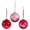 Raz Imports Raz 4" Pink Two Tone Glass Ball Christmas Ornament Set of 3 4422978 Sale