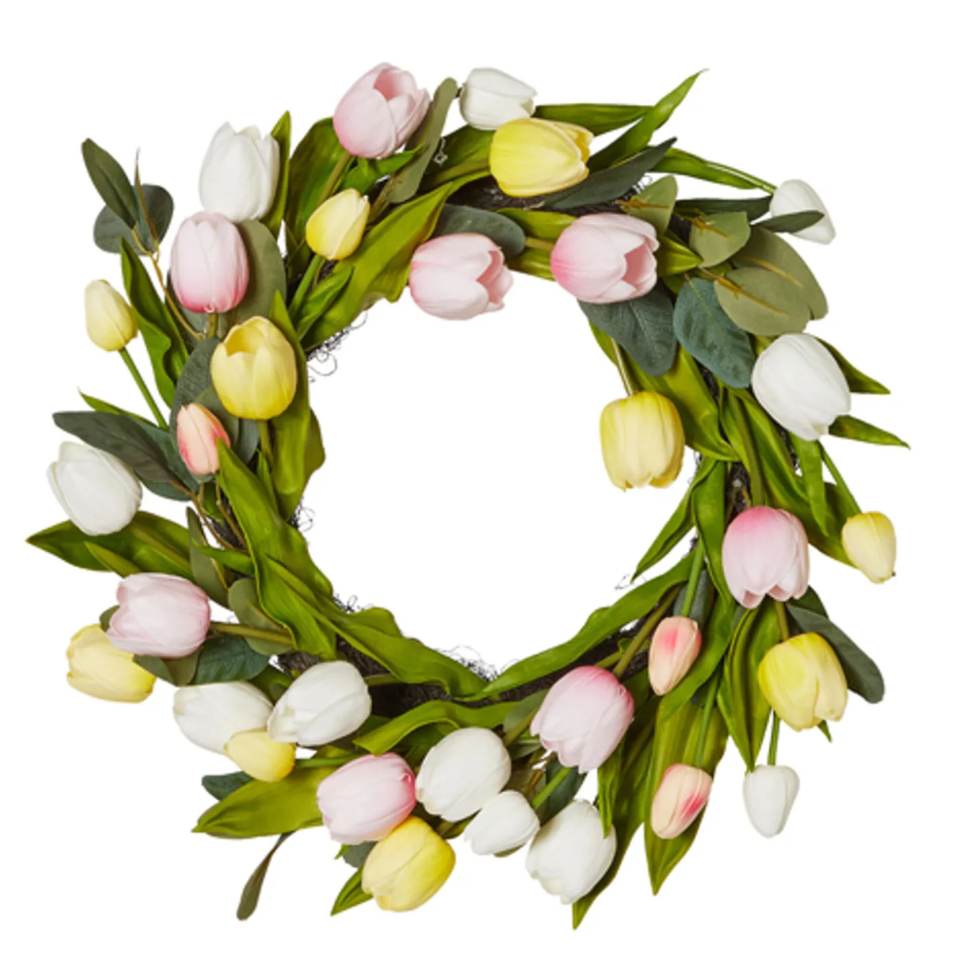 Raz Imports Raz 22" Pink, White and Yellow Tulip Spring Wreath W4541794 Sale