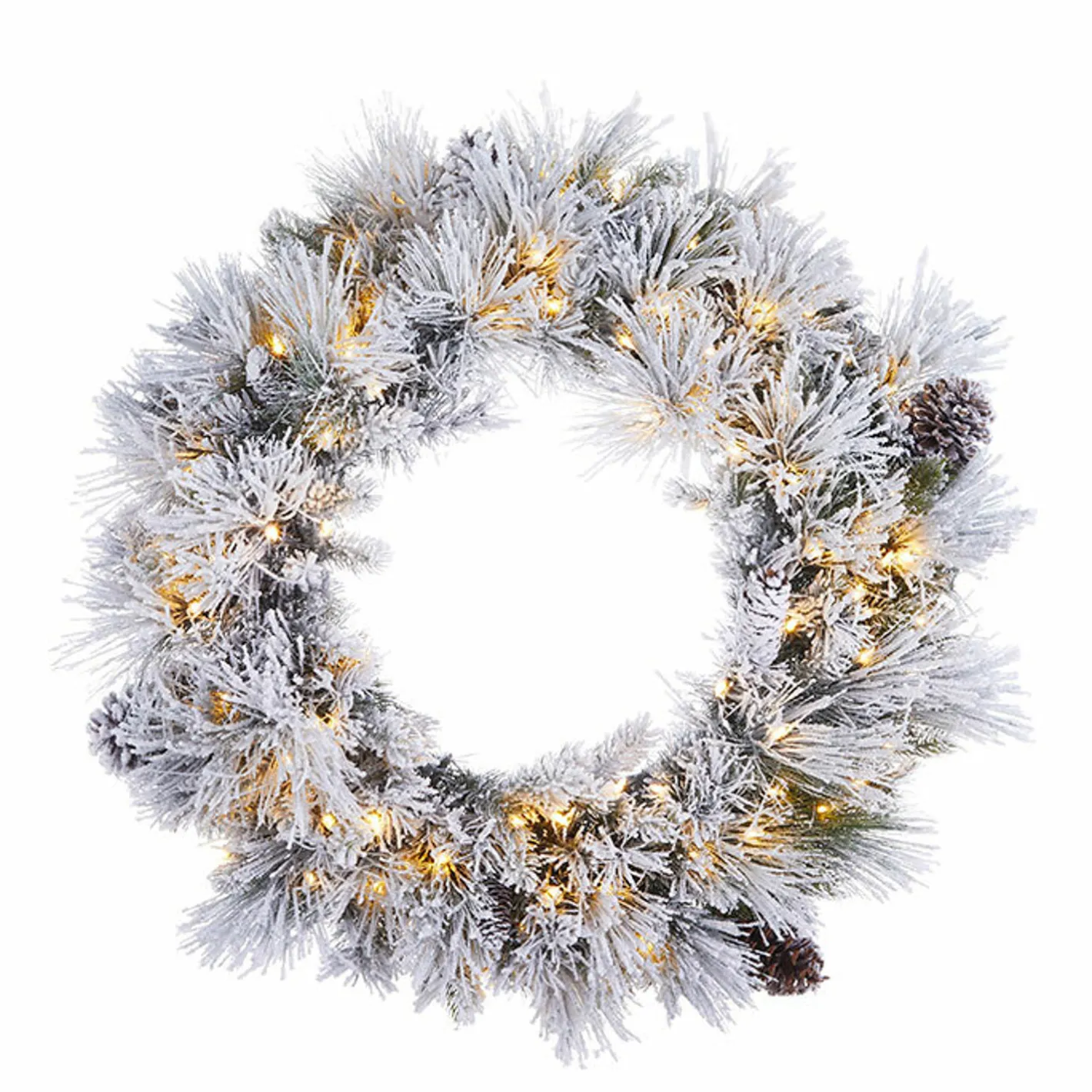 Raz Imports Raz 30" Pre-lit Flocked Pine Christmas Wreath With Warm White Lights W4052019 Clearance