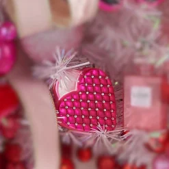 Raz Imports Raz 4" Quilted Pink Heart Shaped Purse Glass Christmas Ornament 4452885 Clearance