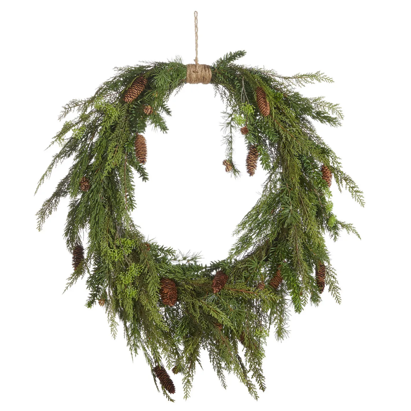 Raz Imports Raz 30" Real Feel Oval Cedar and Pinecone Christmas Wreath W4011591 Sale