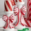 Raz Imports Raz 10" Red & White Striped Bow Christmas Pillar or Taper Candle Holder 4512233 Online