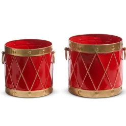 Raz Imports Raz 10.5" Red and Gold Drum Christmas Container Decoration 4425918 Best