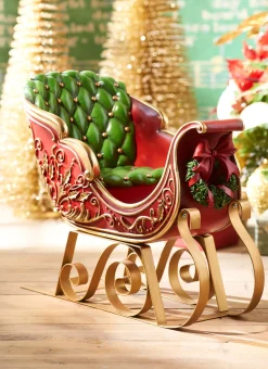 Raz Imports Raz 22" Red and Gold Metal Sleigh Christmas Figure 4310180