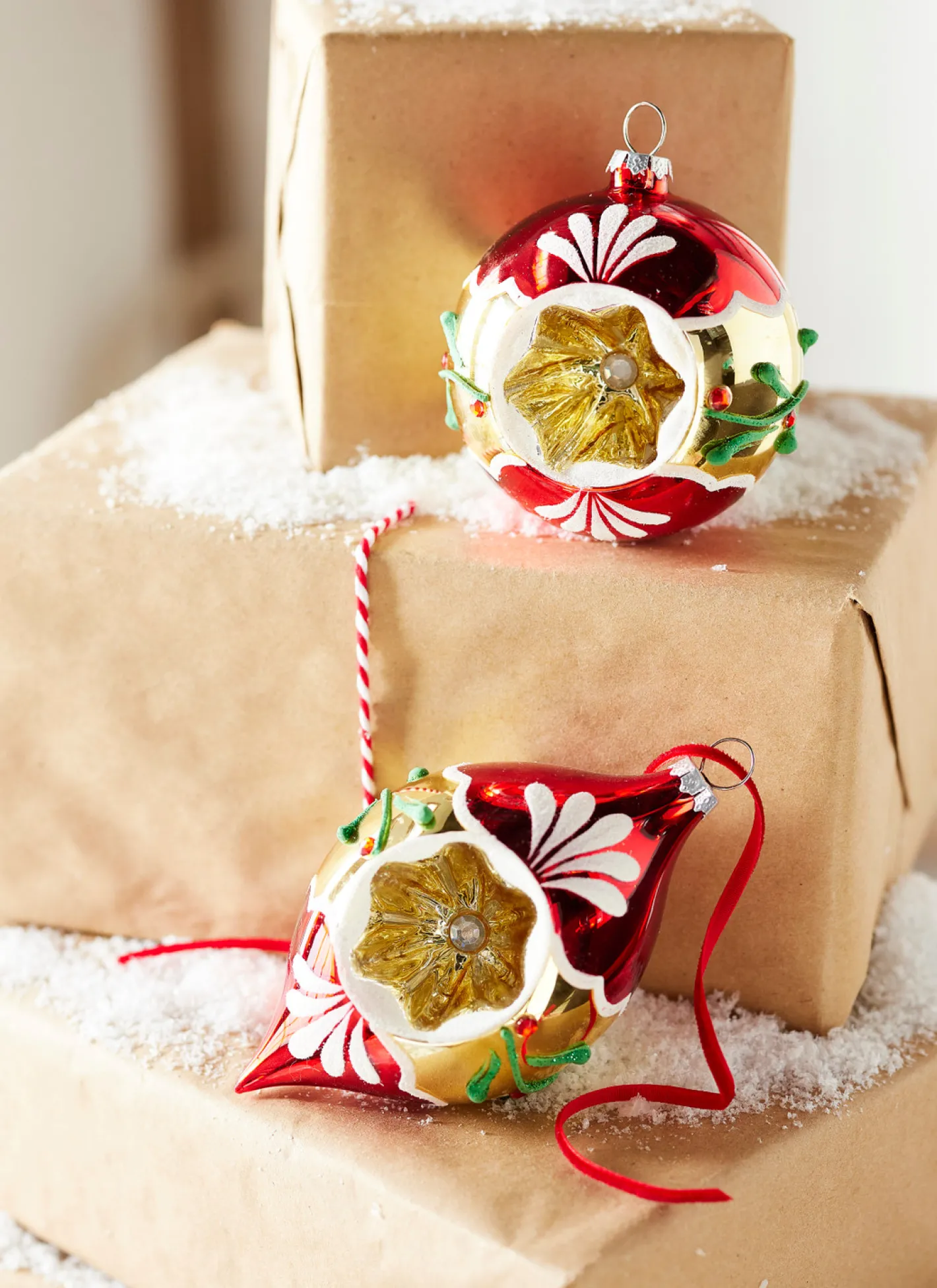 Raz Imports Raz 3" Red and Gold Vintage Glass Christmas Ornament 4320019 Clearance