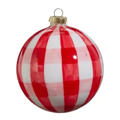Raz Imports Raz 5" Red and White Gingham Ball Glass Christmas Ornament 4424516 Discount
