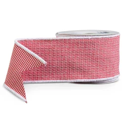 Raz Imports Raz 4" Red and White Plaid and Striped Wired Christmas Ribbon R4527814 Hot