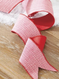 Raz Imports Raz 4" Red and White Tweed Wired Christmas Ribbon R4227742