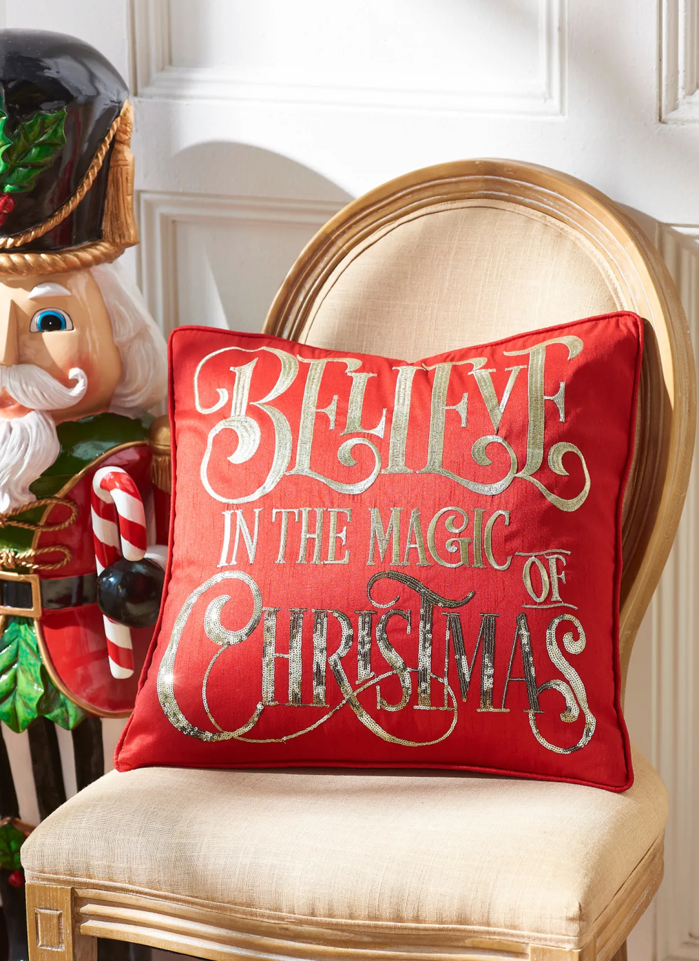 Raz Imports Raz 18" Red Believe Christmas Pillow 4327709