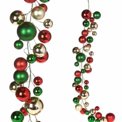 Raz Imports Raz 4' Red, Gold, and Green Ball Christmas Garland G3832768 Hot