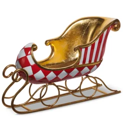 Raz Imports Raz 14.5" Red, Gold, and White Patterned Sleigh Christmas Decoration 4511708 Sale