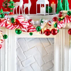 Raz Imports Raz 4' Red, Green, and Peppermint Ball Garland G4532778 Clearance