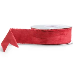 Raz Imports Raz 1.5" Red, Green, or Blue Torn Edge Unwired Velvet Christmas Ribbon Hot
