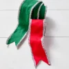 Raz Imports Raz 2.5" Red or Green Felt with Silver Tinsel Trim Wired Christmas Ribbon Outlet