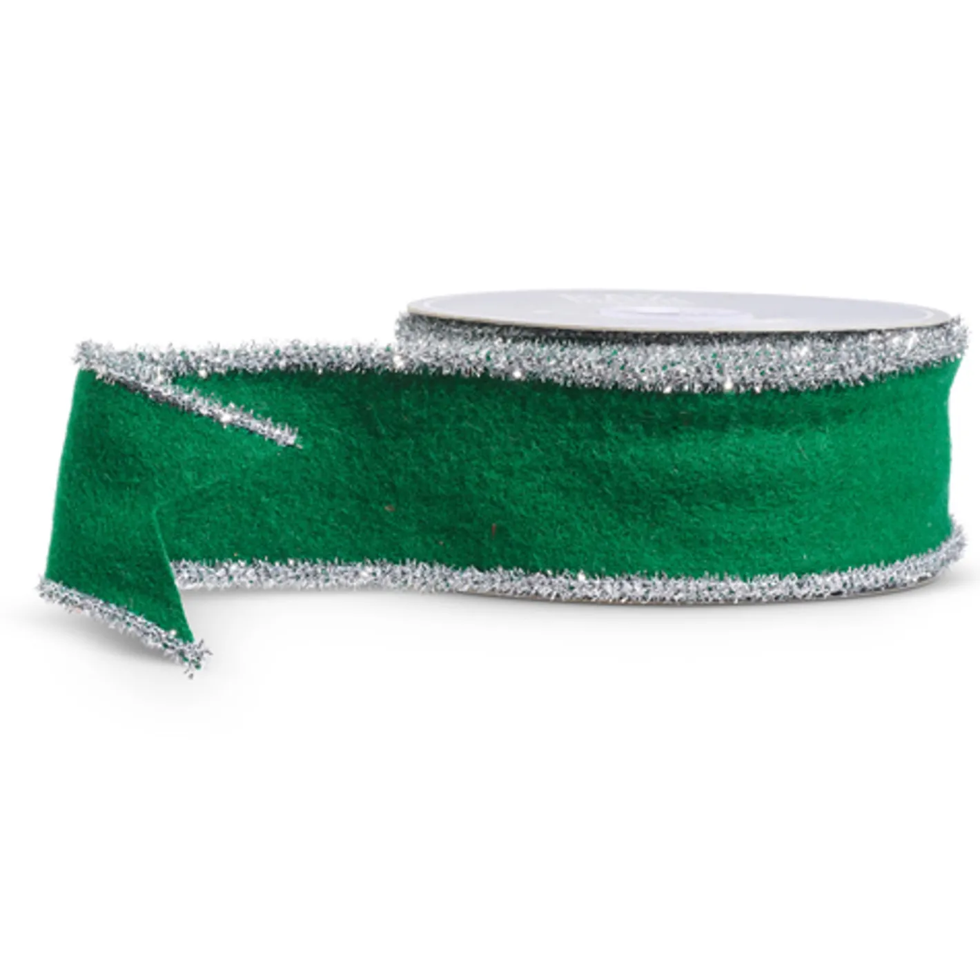 Raz Imports Raz 2.5" Red or Green Felt with Silver Tinsel Trim Wired Christmas Ribbon Outlet