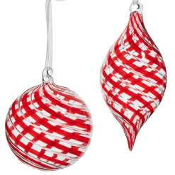 Raz Imports Raz 4" Red Swirl Glass Christmas Ornament 4524558