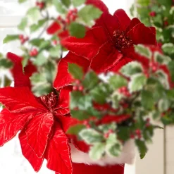 Raz Imports Raz 27" Red Velvet Poinsettia Stem Christmas Tree Pick F4506688 New