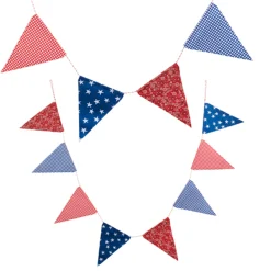 Raz Imports Raz 5.5' Red, White, and Blue Pennant Garland G4516132 Sale
