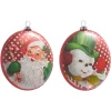 Raz Imports Raz 5" Retro Christmas Snowman or Santa Disc Glass Christmas Ornament 4452871 New