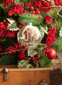 Raz Imports Raz 5" Santa and Reindeer Portrait Glass Ball Christmas Ornament 4324618 Outlet