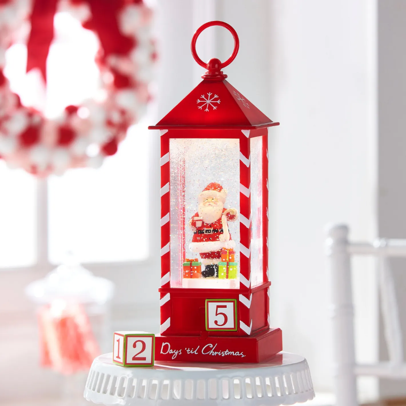 Raz Imports Raz 11" Santa Checking List Lighted Christmas Water Globe Lantern with Countdown 4316932 Clearance