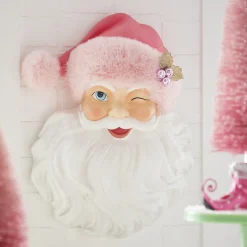 Raz Imports Raz 17" Santa Face with Pink Hat Christmas Wall Decoration 4210233 Hot