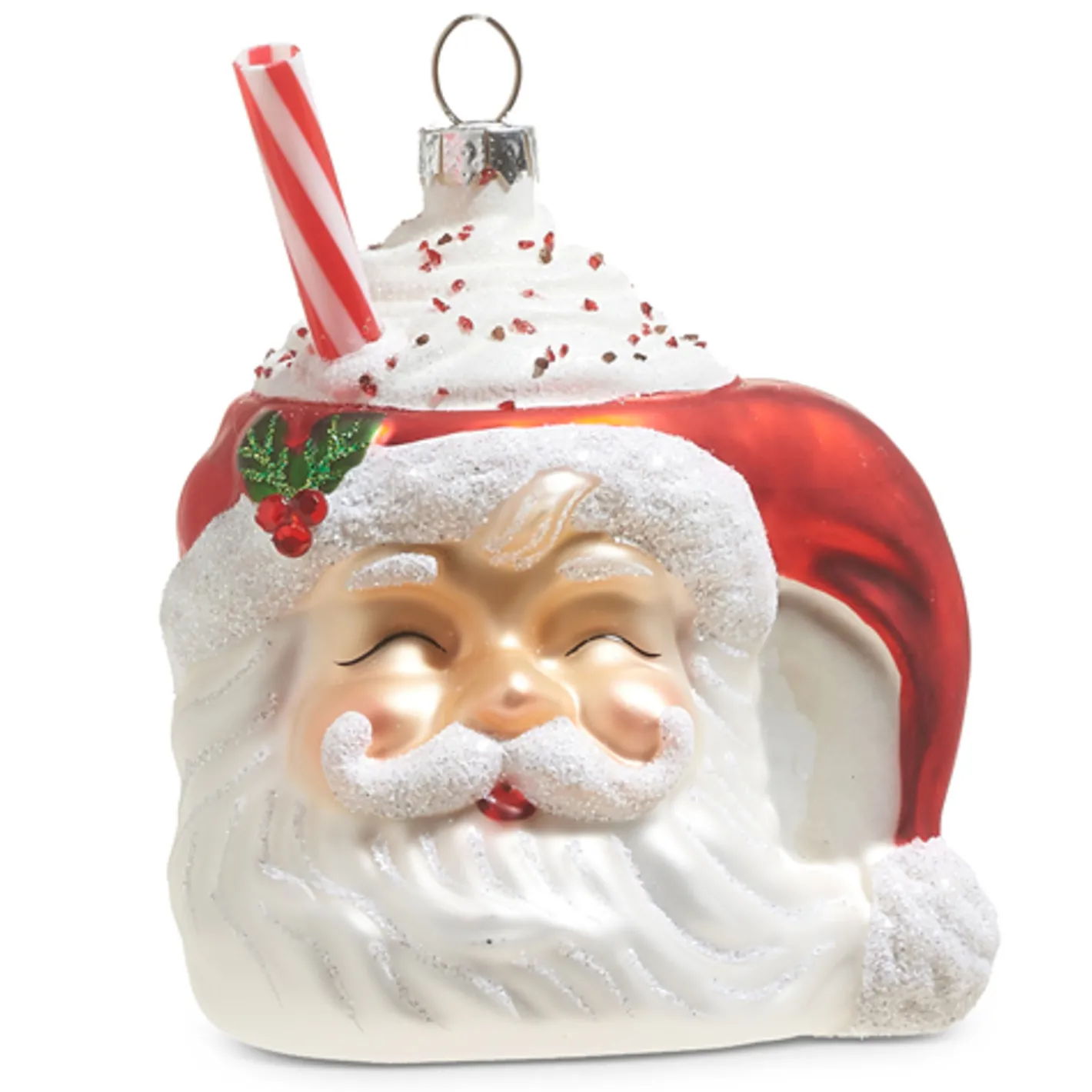 Raz Imports Raz 4" Santa Mug with Whipped Cream Glass Christmas Ornament 4320882 Clearance