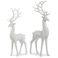Raz Imports Raz 16.75" Set of 2 High Shine White Deer Christmas Figure 4512217