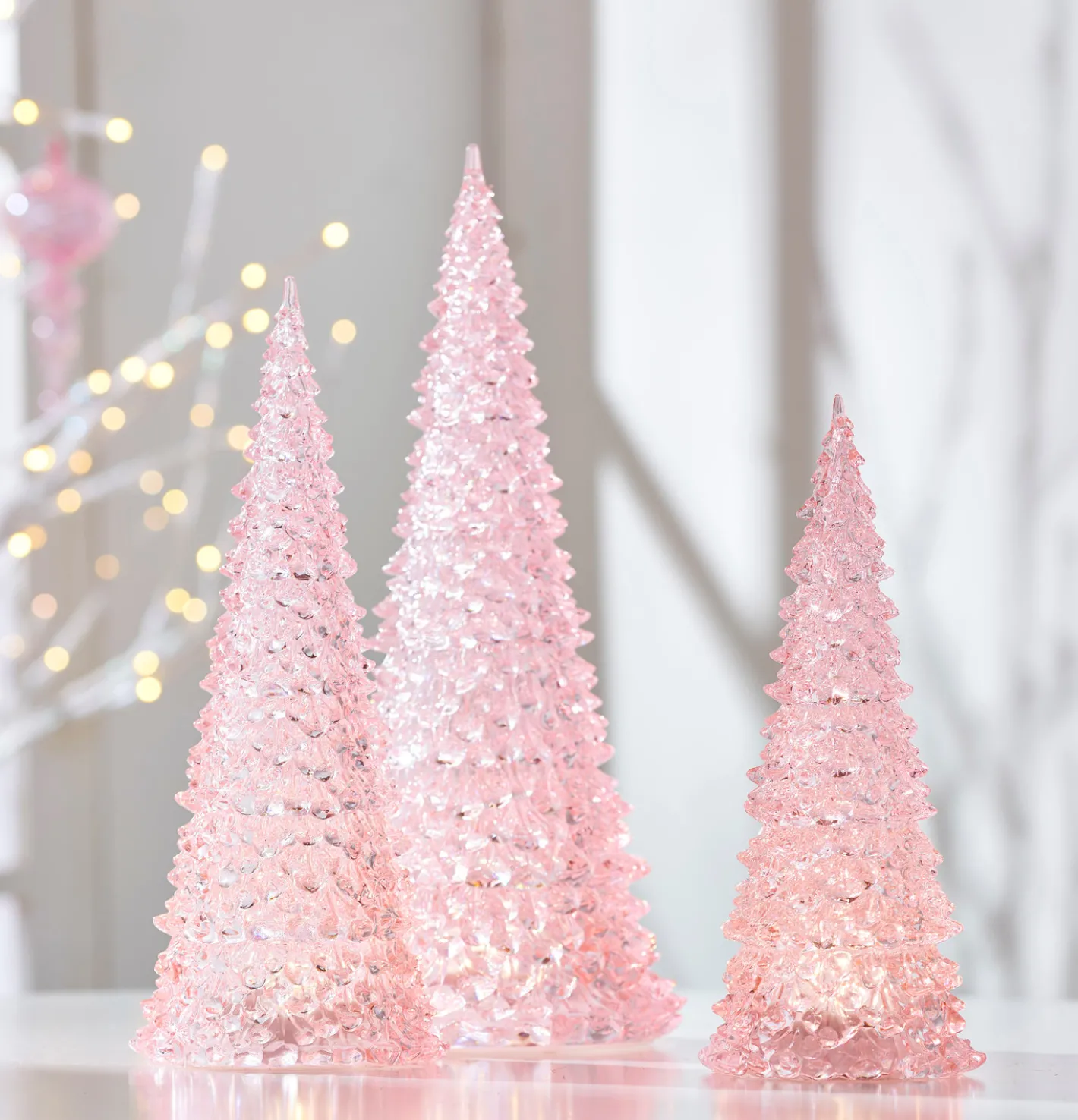 Raz Imports Raz 15.5" Set of 3 Lighted Pink Christmas Trees 4416231