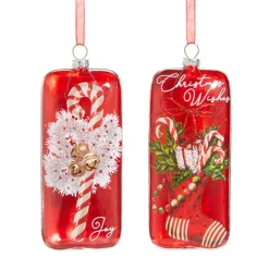 Raz Imports Raz 5.5" Set of 2 Magic Of Christmas Rectangle Glass Christmas Ornament 4525039 Sale