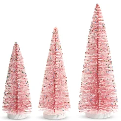 Raz Imports Raz 15" Set of 3 Pink Bottle Brush Trees with Sprinkles Christmas Decoration 4519139 Best