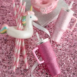 Raz Imports Raz 5" Set of 2 Pink Disco Tumbler Cup Glass Christmas Ornament 4552943