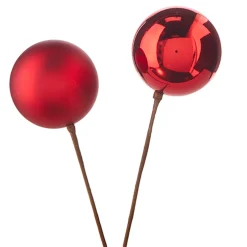 Raz Imports Raz 12" Set of 2 Red, Gold, Silver or Green Ball Ornament Christmas Tree Pick New