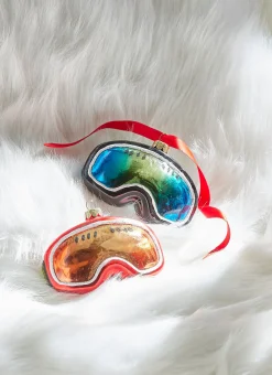 Raz Imports Raz 4" Set of 2 Ski Goggles Glass Christmas Ornaments 4352853 Discount