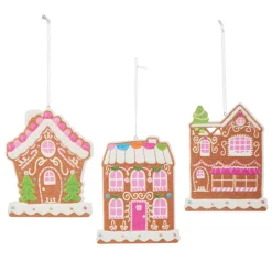 Raz Imports Raz 5" Set of 3 Vivid Bright Gingerbread House Christmas Ornament 4516654 Clearance